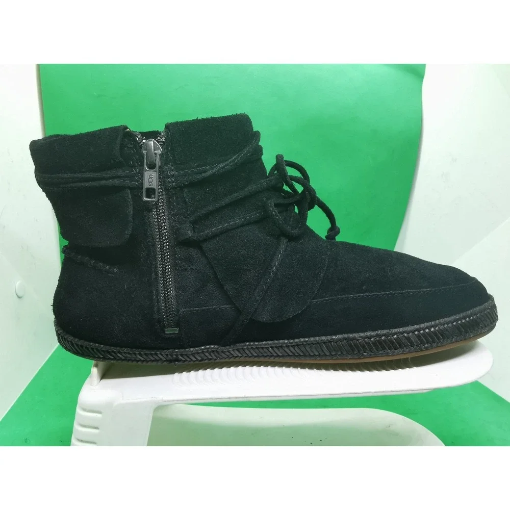 UGG Australia Reid Slate Chestnut Black Ankle Boot Suede Zipper Size 10 M